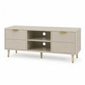 TV-Lowboard 160 x 40 x 60 cm aus MDF rechteckig in Greige mit 4 Schubladen und 2 offenen Fachern