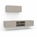 TV-Wandmobel Set mit Lowboard und Hangeschrank Rechteckig MDF Greige 180 cm und 100 cm