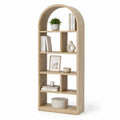Bucherregal mit 5 offenen Fachern in Bogenform aus MDF mit Eiche-Dekor 60 x 30 x 180 cm Natur
