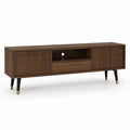 TV-Lowboard mit 2 Turen 2 Schubladen und Kabeldurchlass 160 x 40 x 60 cm MDF Walnussfurnier rechteckig walnussbraun