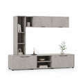 Wohnwand TV-Schrank Set 240 x 40 x 190 cm melaminbeschichtete Spanplatte L-Form Betongrau