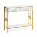 Konsolentisch mit 2 Schubladen 100 x 30 x 80 cm MDF Stahl rechteckig Weiss Gold