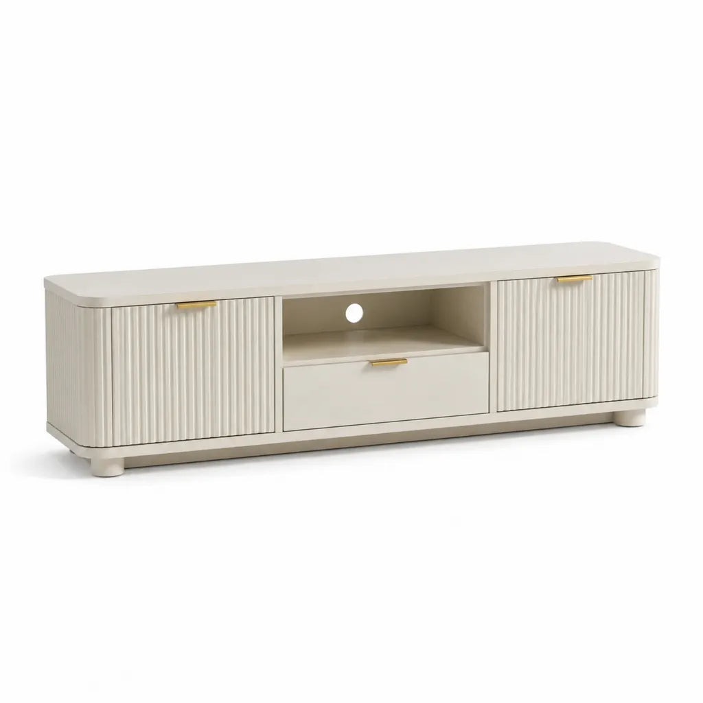 TV Lowboard mit Stauraum MDF rechteckig Beige Gold 180 x 40 x 55 cm