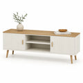 TV-Lowboard mit 2 Turen und 2 offenen Ablagen MDF Weiss Natur 160 x 40 x 60 cm
