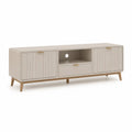 TV-Lowboard mit 2 Turen und Schublade aus MDF 160 x 40 x 55 cm Beige Naturholz