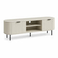 TV-Lowboard 180 x 40 x 55 cm MDF mit geriffelter Front cremeweiss