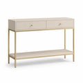 Konsolentisch mit 2 Schubladen MDF Stahl rechteckig Beige Gold 110 x 35 x 80 cm