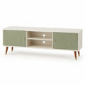 TV Lowboard mit 2 Turen und 2 Regalfachern 160 x 40 x 55 cm MDF Rechteckig Creme Salbeigrun