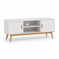 TV-Lowboard 120 x 40 x 60 cm aus MDF und Kautschukholz rechteckig Weiss/Natur