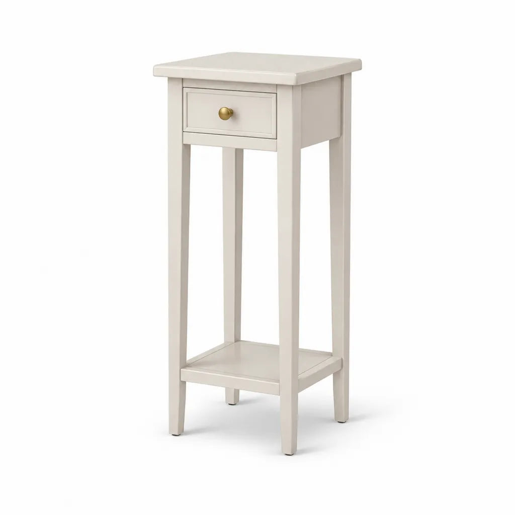 Konsolentisch mit Schublade und Ablage 30 x 30 x 70 cm MDF Weiss Rechteckig